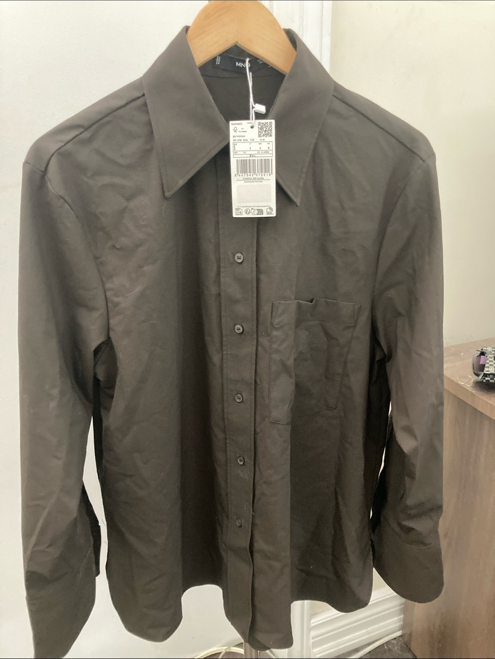 Mango Men's Dark Brown Button-Down Shirt